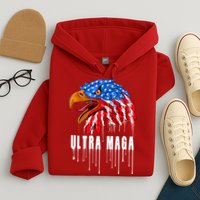 Ultra MAGA Bald Eagle Bloody Splatter Trump 2024 Anti Biden Hoodie
