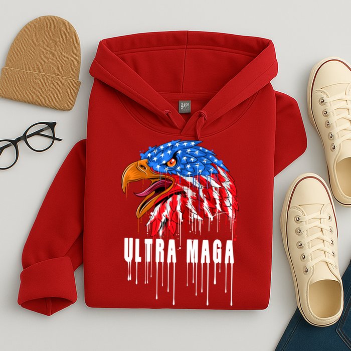 Ultra MAGA Bald Eagle Bloody Splatter Trump 2024 Anti Biden Hoodie