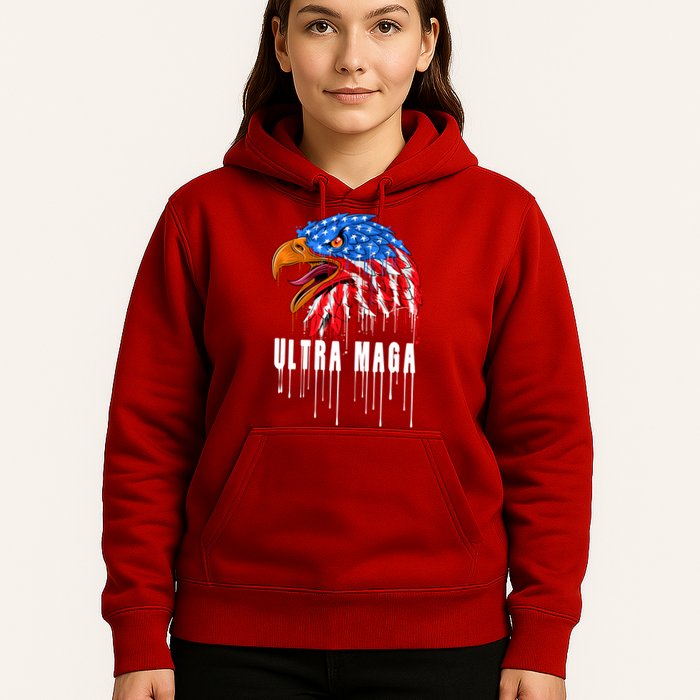 Ultra MAGA Bald Eagle Bloody Splatter Trump 2024 Anti Biden Hoodie
