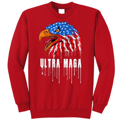 Ultra MAGA Bald Eagle Bloody Splatter Trump 2024 Anti Biden Sweatshirt