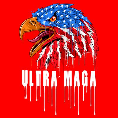 Ultra MAGA Bald Eagle Bloody Splatter Trump 2024 Anti Biden T-Shirt
