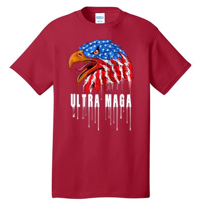 Ultra MAGA Bald Eagle Bloody Splatter Trump 2024 Anti Biden Tall T-Shirt