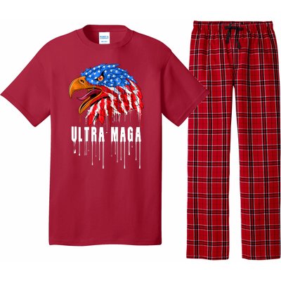 Ultra MAGA Bald Eagle Bloody Splatter Trump 2024 Anti Biden Pajama Set