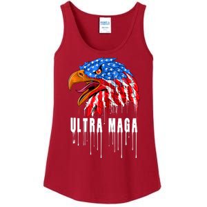 Ultra MAGA Bald Eagle Bloody Splatter Trump 2024 Anti Biden Ladies Essential Tank