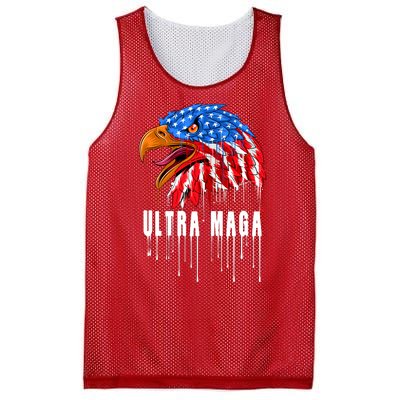 Ultra MAGA Bald Eagle Bloody Splatter Trump 2024 Anti Biden Mesh Reversible Basketball Jersey Tank