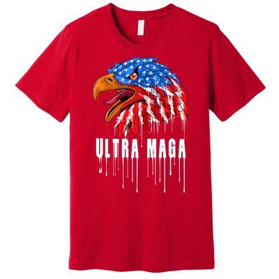 Ultra MAGA Bald Eagle Bloody Splatter Trump 2024 Anti Biden Premium T-Shirt