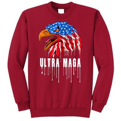 Ultra MAGA Bald Eagle Bloody Splatter Trump 2024 Anti Biden Tall Sweatshirt