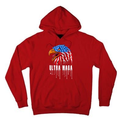 Ultra MAGA Bald Eagle Bloody Splatter Trump 2024 Anti Biden Tall Hoodie