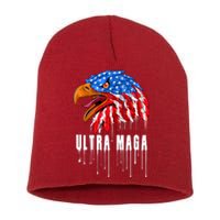 Ultra MAGA Bald Eagle Bloody Splatter Trump 2024 Anti Biden Short Acrylic Beanie