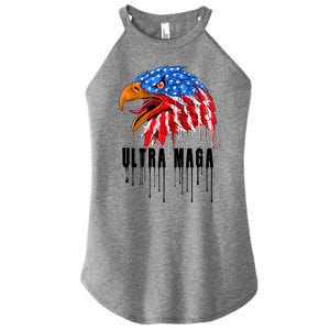 Ultra MAGA Bald Eagle Bloody Splatter Trump 2024 Anti Biden Women’s Perfect Tri Rocker Tank