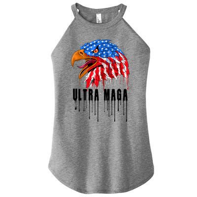 Ultra MAGA Bald Eagle Bloody Splatter Trump 2024 Anti Biden Women’s Perfect Tri Rocker Tank