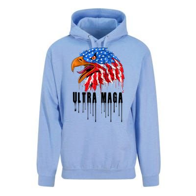 Ultra MAGA Bald Eagle Bloody Splatter Trump 2024 Anti Biden Unisex Surf Hoodie