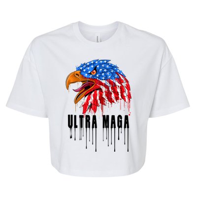 Ultra MAGA Bald Eagle Bloody Splatter Trump 2024 Anti Biden Bella+Canvas Jersey Crop Tee