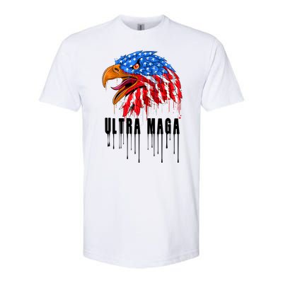 Ultra MAGA Bald Eagle Bloody Splatter Trump 2024 Anti Biden Softstyle CVC T-Shirt