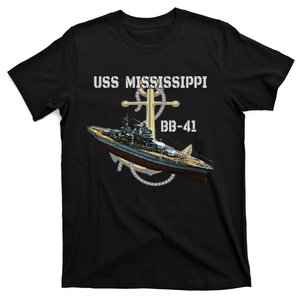 Uss Mississippi Bb41 Battleship Ww2 American Warship T-Shirt