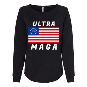 Ultra MAGA Betsy Ross 1776 Flag Trump 2024 Anti Biden Womens California Wash Sweatshirt