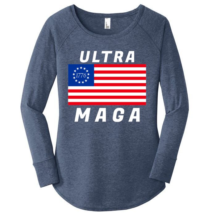 Ultra MAGA Betsy Ross 1776 Flag Trump 2024 Anti Biden Women's Perfect Tri Tunic Long Sleeve Shirt