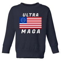 Ultra MAGA Betsy Ross 1776 Flag Trump 2024 Anti Biden Toddler Sweatshirt