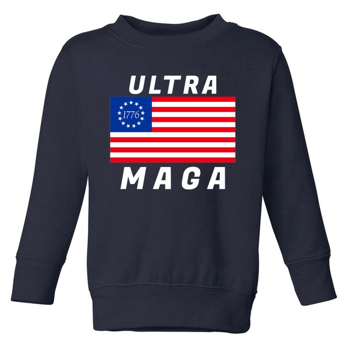 Ultra MAGA Betsy Ross 1776 Flag Trump 2024 Anti Biden Toddler Sweatshirt