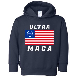 Ultra MAGA Betsy Ross 1776 Flag Trump 2024 Anti Biden Toddler Hoodie