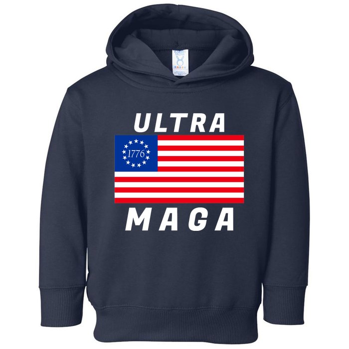 Ultra MAGA Betsy Ross 1776 Flag Trump 2024 Anti Biden Toddler Hoodie