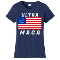 Ultra MAGA Betsy Ross 1776 Flag Trump 2024 Anti Biden Women's T-Shirt