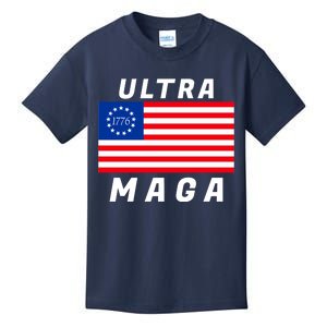 Ultra MAGA Betsy Ross 1776 Flag Trump 2024 Anti Biden Kids T-Shirt