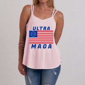 Ultra MAGA Betsy Ross 1776 Flag Trump 2024 Anti Biden Women's Strappy Tank