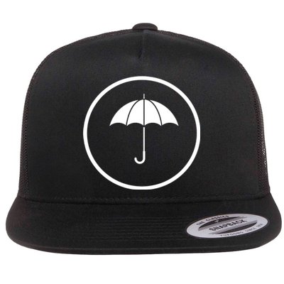 Umbrella Simple Emblem Flat Bill Trucker Hat