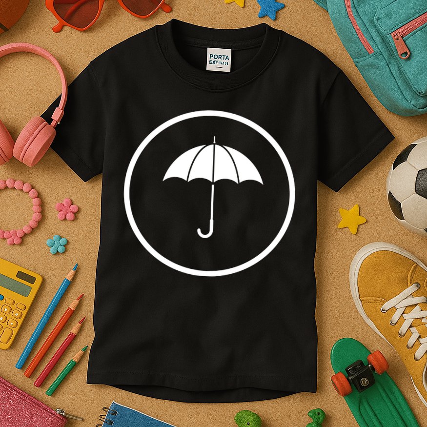 Umbrella Simple Emblem Kids T-Shirt