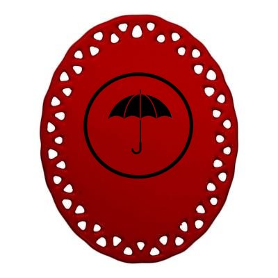 Umbrella Simple Emblem Ceramic Oval Ornament