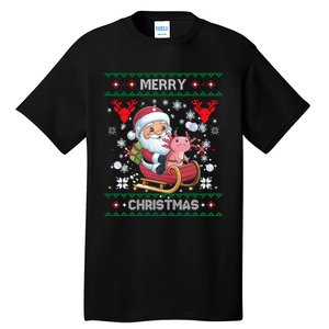 Ugly Merry Christmas Tree Santa Hat Snowflakes Xmas Tall T-Shirt