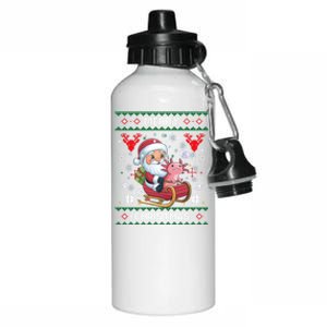 Ugly Merry Christmas Tree Santa Hat Snowflakes Xmas Aluminum Water Bottle