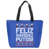 Ugly Mexican Christmas Feliz Navidad Putos Funny Gift Zip Tote Bag