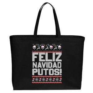 Ugly Mexican Christmas Feliz Navidad Putos Funny Gift Cotton Canvas Jumbo Tote