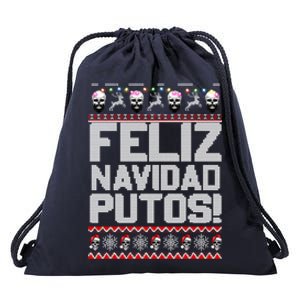 Ugly Mexican Christmas Feliz Navidad Putos Funny Gift Drawstring Bag