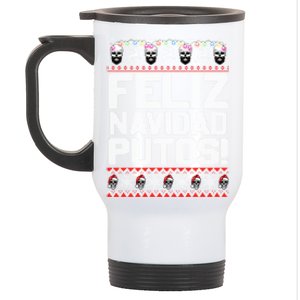 Ugly Mexican Christmas Feliz Navidad Putos Funny Gift Stainless Steel Travel Mug