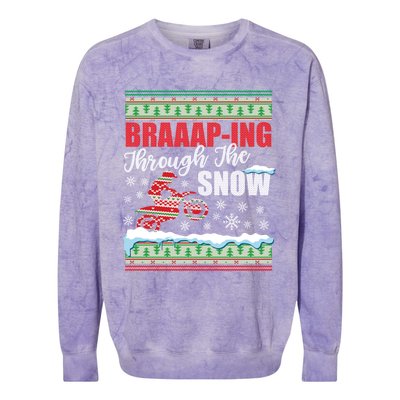 Ugly Motocross Christmas Braaap Through The Snow Colorblast Crewneck Sweatshirt