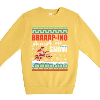 Ugly Motocross Christmas Braaap Through The Snow Premium Crewneck Sweatshirt