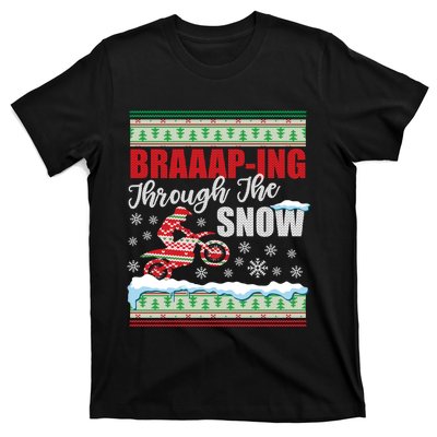 Ugly Motocross Christmas Braaap Through The Snow T-Shirt