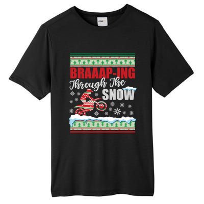 Ugly Motocross Christmas Braaap Through The Snow Tall Fusion ChromaSoft Performance T-Shirt