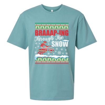 Ugly Motocross Christmas Braaap Through The Snow Sueded Cloud Jersey T-Shirt