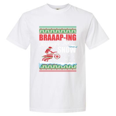 Ugly Motocross Christmas Braaap Through The Snow Garment-Dyed Heavyweight T-Shirt