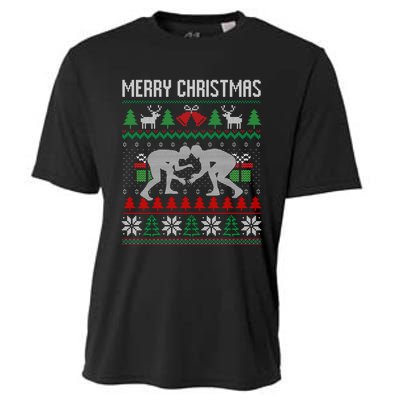 Ugly Merry Christmas Wrestling Wrestler Santa Xmas Costume Cooling Performance Crew T-Shirt