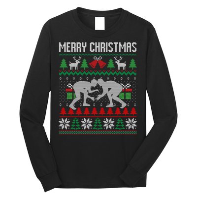 Ugly Merry Christmas Wrestling Wrestler Santa Xmas Costume Long Sleeve Shirt