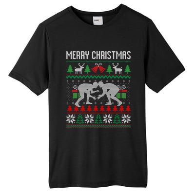 Ugly Merry Christmas Wrestling Wrestler Santa Xmas Costume Tall Fusion ChromaSoft Performance T-Shirt