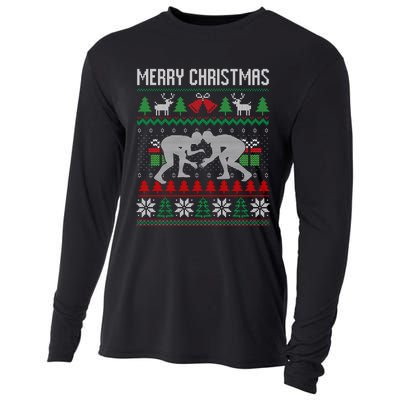 Ugly Merry Christmas Wrestling Wrestler Santa Xmas Costume Cooling Performance Long Sleeve Crew