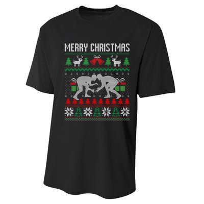 Ugly Merry Christmas Wrestling Wrestler Santa Xmas Costume Performance Sprint T-Shirt