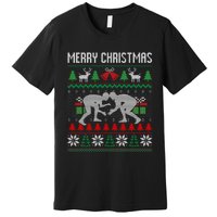 Ugly Merry Christmas Wrestling Wrestler Santa Xmas Costume Premium T-Shirt