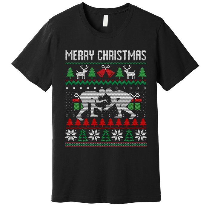 Ugly Merry Christmas Wrestling Wrestler Santa Xmas Costume Premium T-Shirt